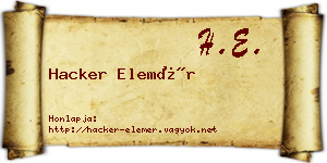 Hacker Elemér névjegykártya